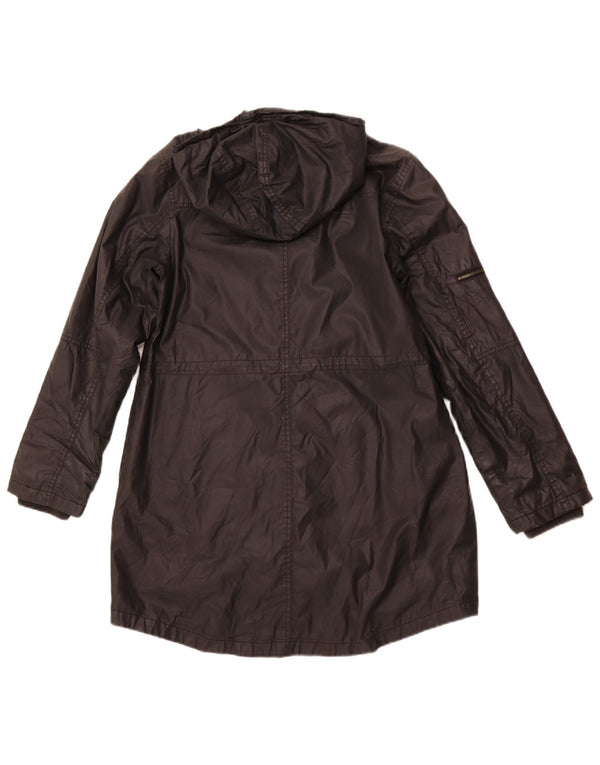 OASIS Womens Hooded Parka Jacket UK 14 Medium Black Cotton