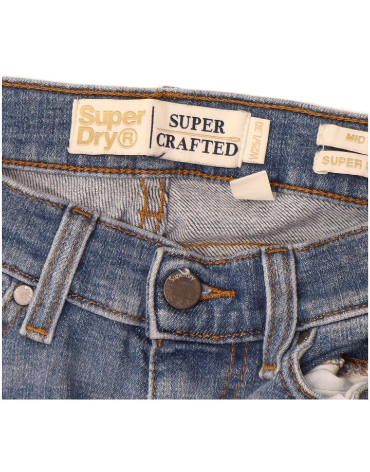 SUPERDRY Damskie super obcisłe dżinsy ze średnim stanem W25 L28 Niebieska bawełna