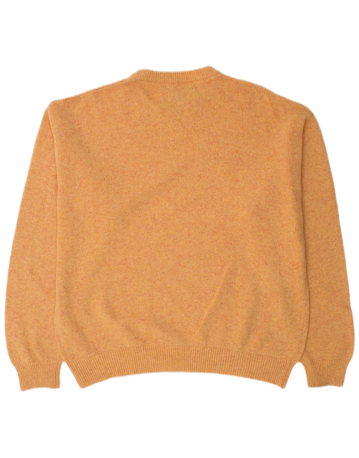 Marlboro Classics Męski sweter z okrągłym dekoltem, duży, pomarańczowy, wełniany