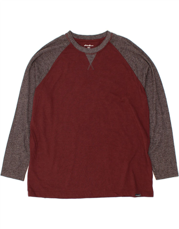Top męski EDDIE BAUER z długim rękawem, 2XL, bordowa, bawełniana w bloki kolorów