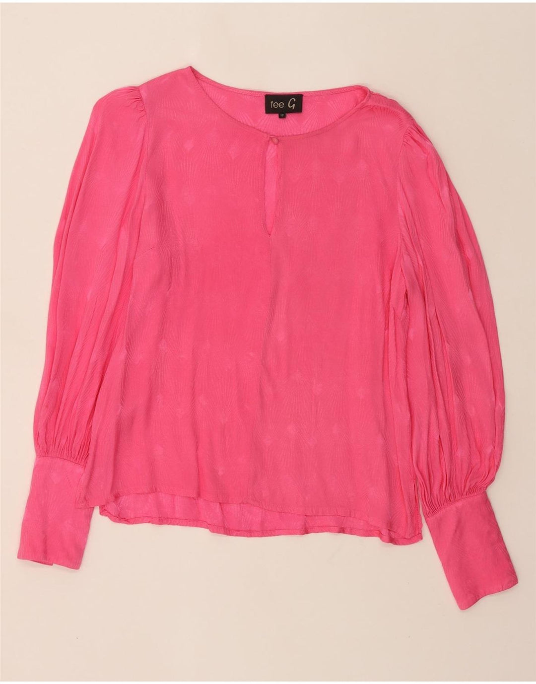 FEE G Womens Long Sleeve Blouse Top UK 12 Medium Pink Viscose Vintage Fee G and Second-Hand Fee G from Messina Hembry 