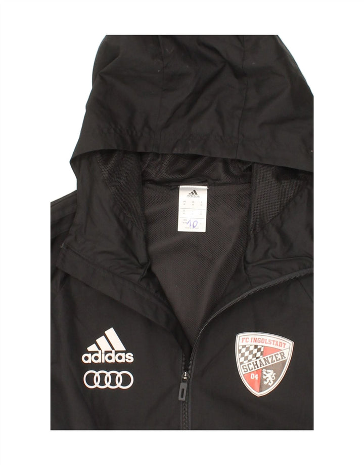 Męska kurtka przeciwdeszczowa ADIDAS z kapturem i grafiką UK 38 w kolorze średniej czerni