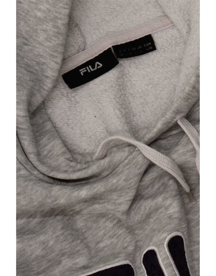 Męski sweter z kapturem Fila z grafiką, duży, szary, nakrapiany