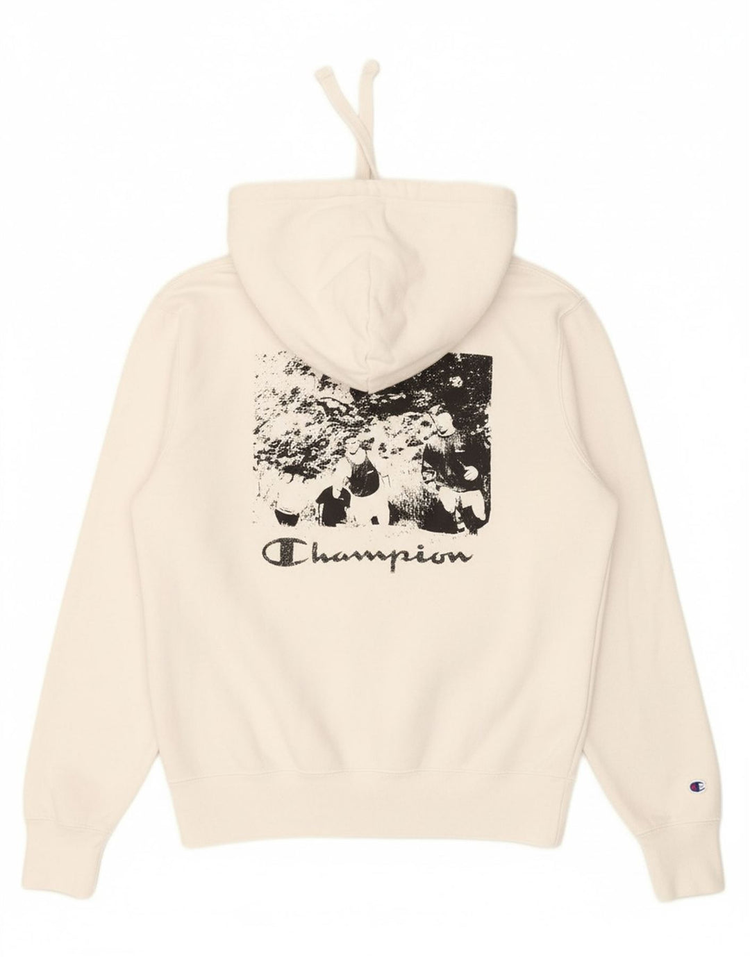 CHAMPION Mens Graphic Hoodie Jumper Small White Cotton