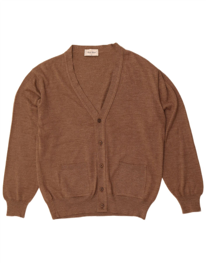 Sweter damski w stylu vintage, brytyjski 14, duży, brązowy, wełniany