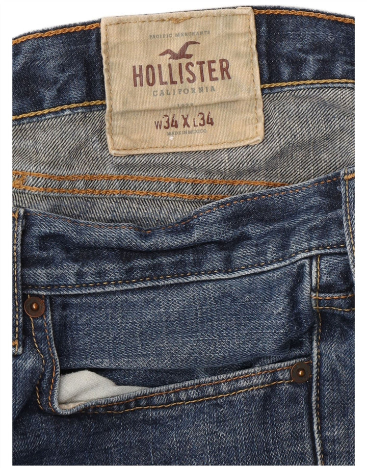 HOLLISTER Męskie proste dżinsy W34 L34 Niebieskie bawełniane