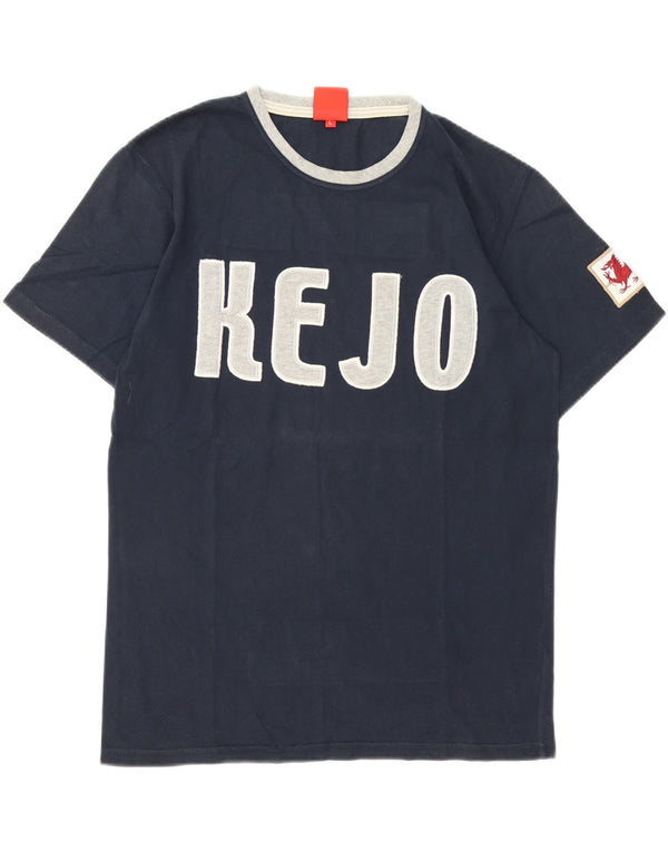 Męski T-shirt z grafiką Kejo, duży, granatowy, bawełniany