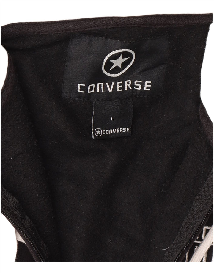 Męski sweter Converse z grafiką i zamkiem błyskawicznym, duży, czarny, bawełniany