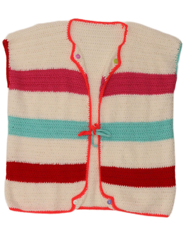 Damski sweter bez rękawów VINTAGE UK 18 XL w białe paski