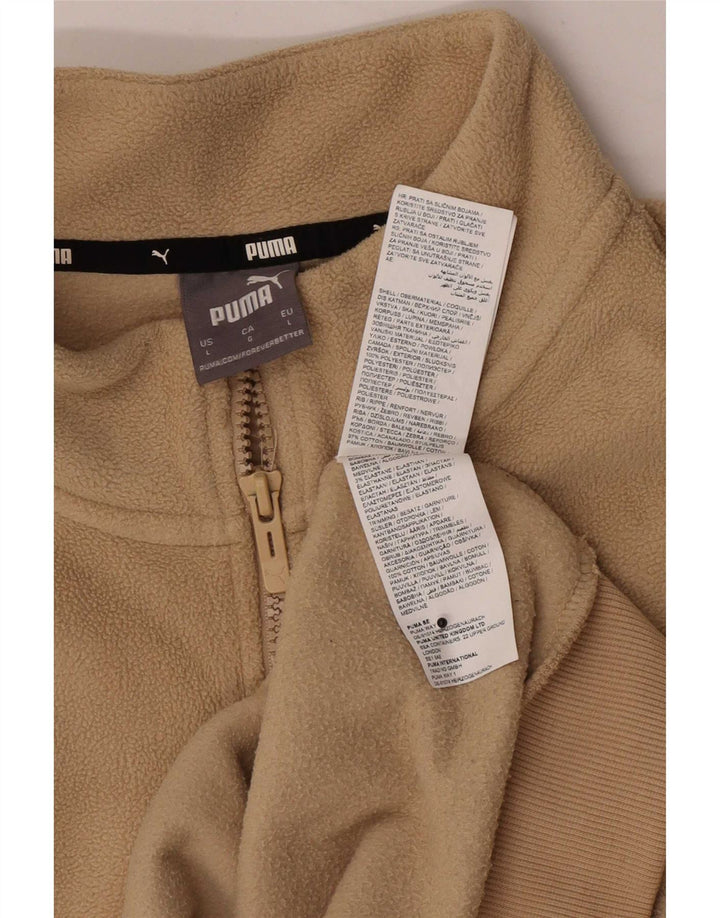 Męski sweter puma z zamkiem błyskawicznym i dużym beżowym poliestrem