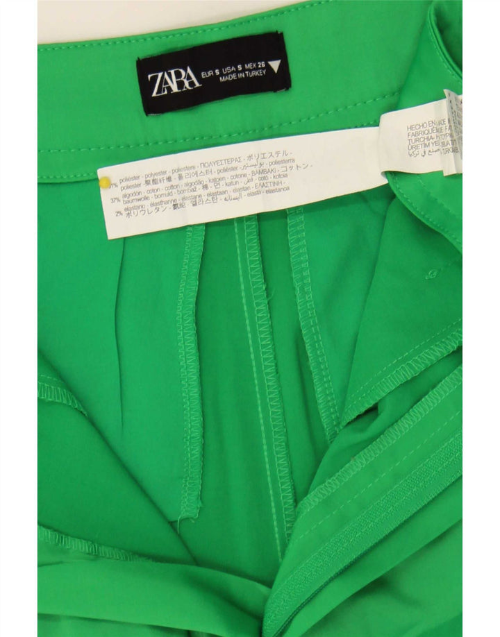 Damskie spodenki z wysokim stanem Zara, małe, W26, zielone, poliestrowe
