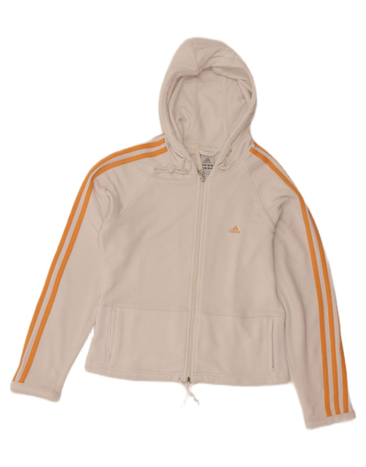 Damski sweter z kapturem i zamkiem błyskawicznym Adidas UK 16, duży, biały poliester