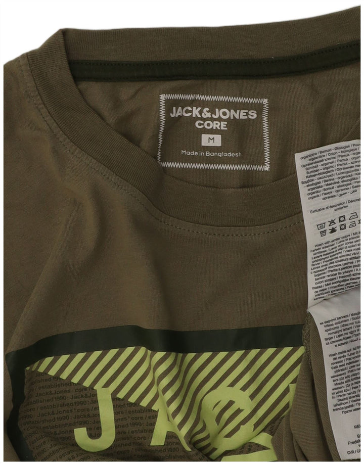 Męska koszulka z grafiką Jack & Jones, średnia, bawełniana khaki