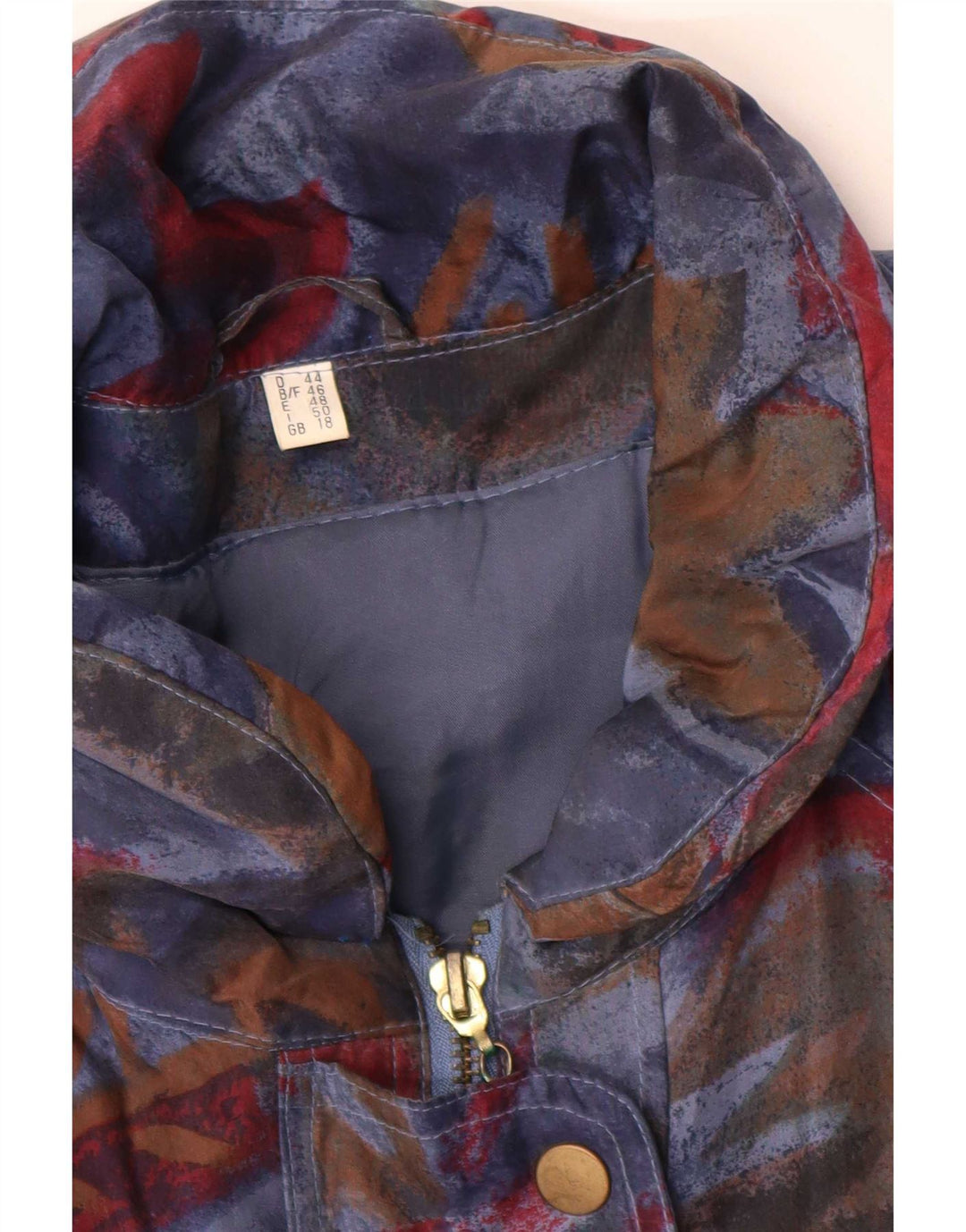 Vintage damski płaszcz z abstrakcyjnym wzorem UK 18 XL, wielokolorowy