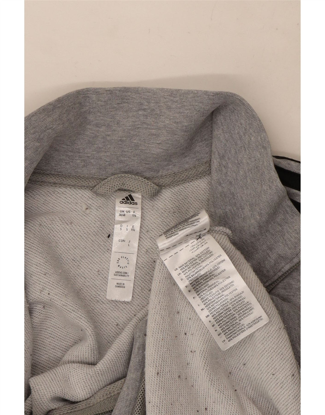 Adidas Męska bluza dresowa UK 38/40 Średnia szara, nakrapiana bawełna