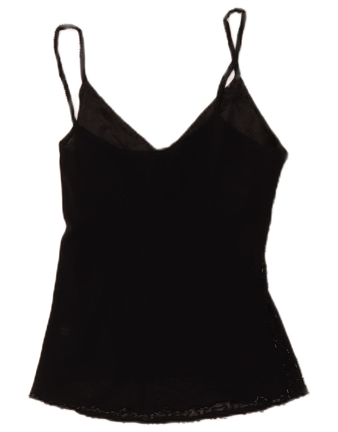 Vintage damski top na ramiączkach UK 8 Small Black wiskoza