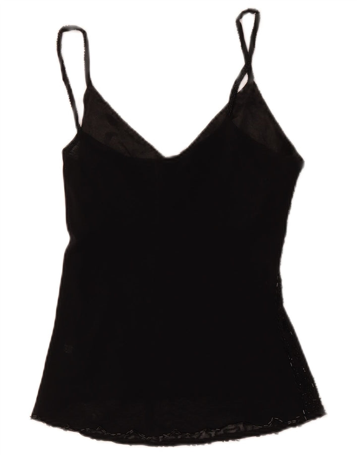 Vintage damski top na ramiączkach UK 8 Small Black wiskoza