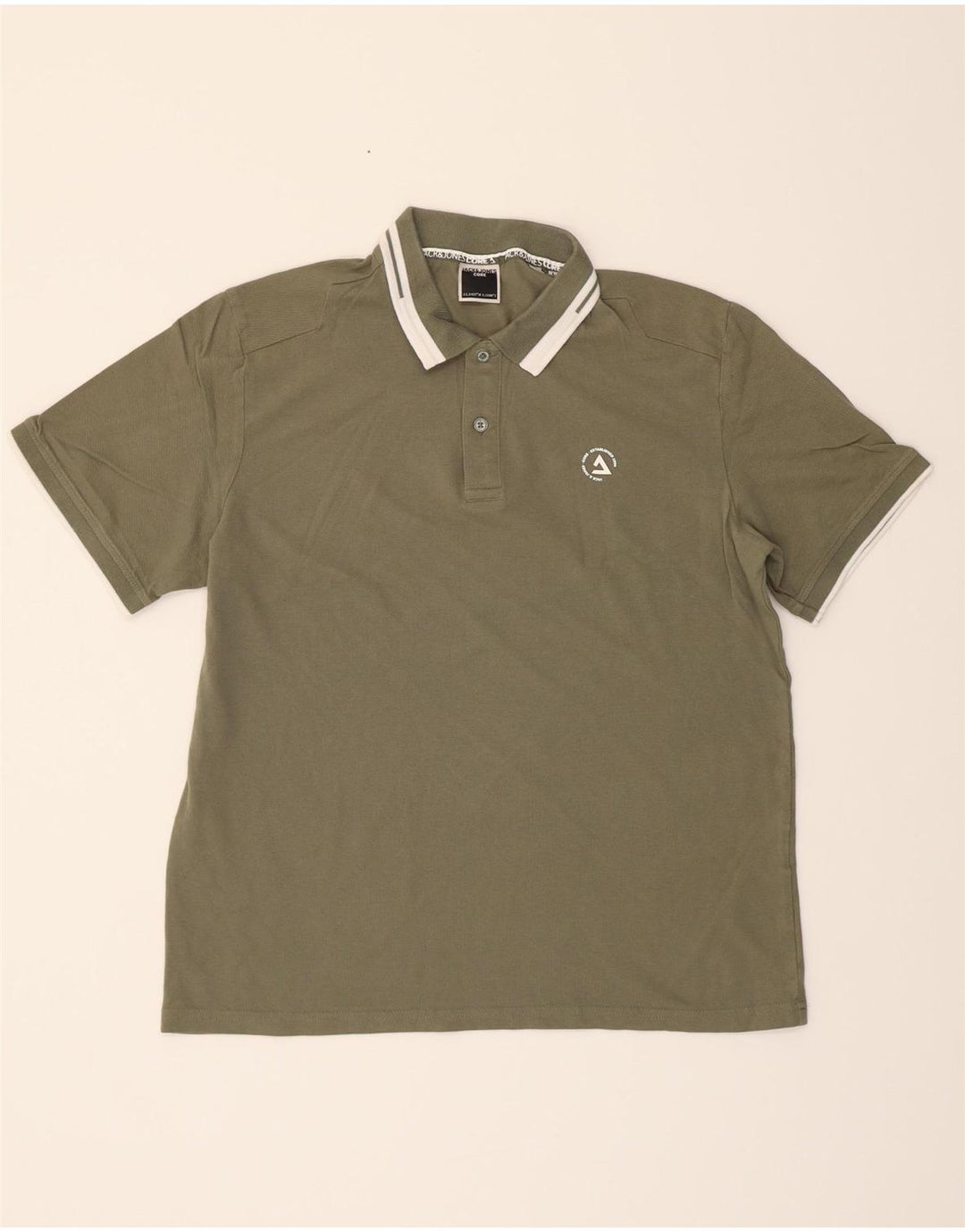 JACK & JONES Mens Polo Shirt Large Khaki Vintage Jack & Jones and Second-Hand Jack & Jones from Messina Hembry 