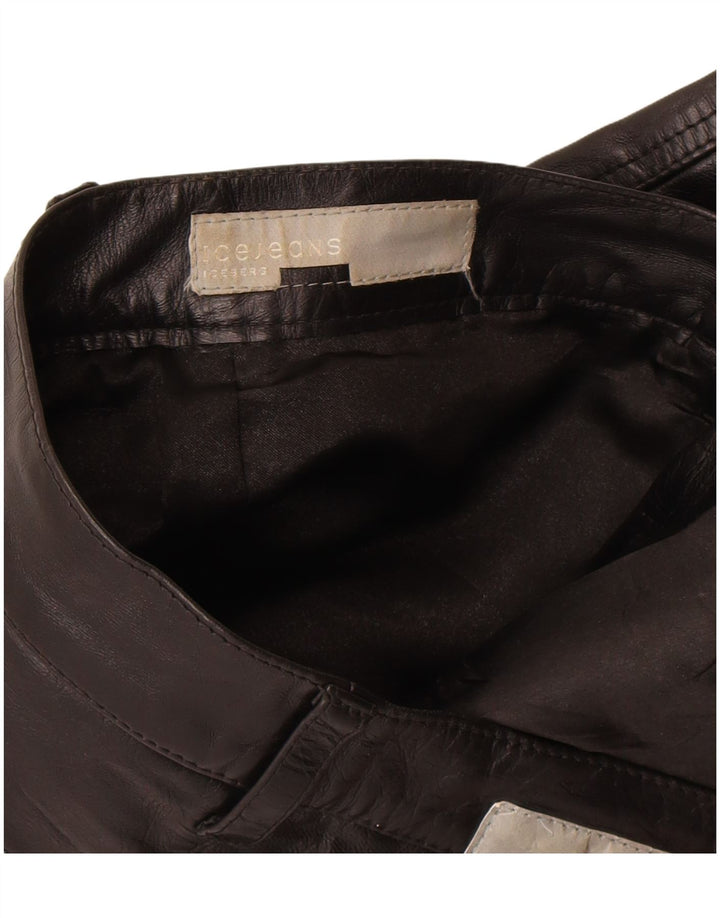 Damskie spodnie skórzane Bootcut Iceberg W27 L29 Czarna skóra