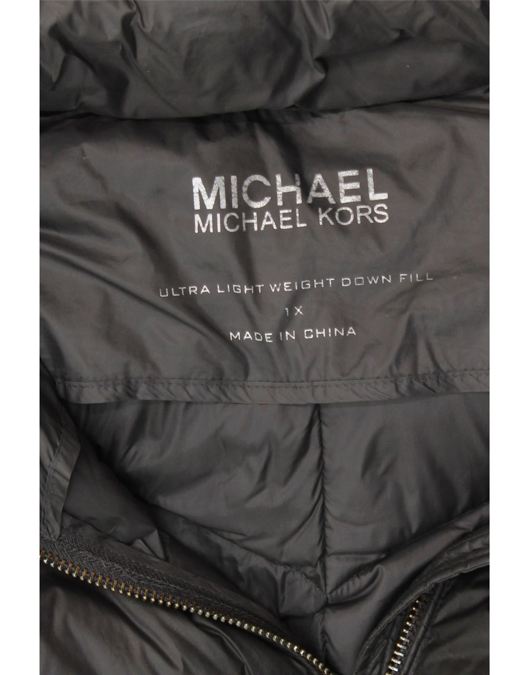 MICHAEL KORS Damski ocieplany płaszcz z kapturem UK 18 XL, szary nylon