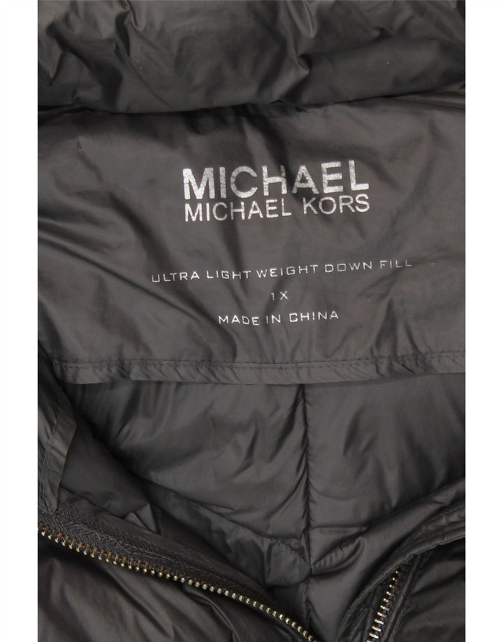 MICHAEL KORS Damski ocieplany płaszcz z kapturem UK 18 XL, szary nylon