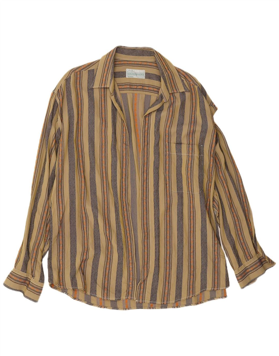 Koszula męska w stylu vintage XL w kolorze khaki z wiskozy w paski