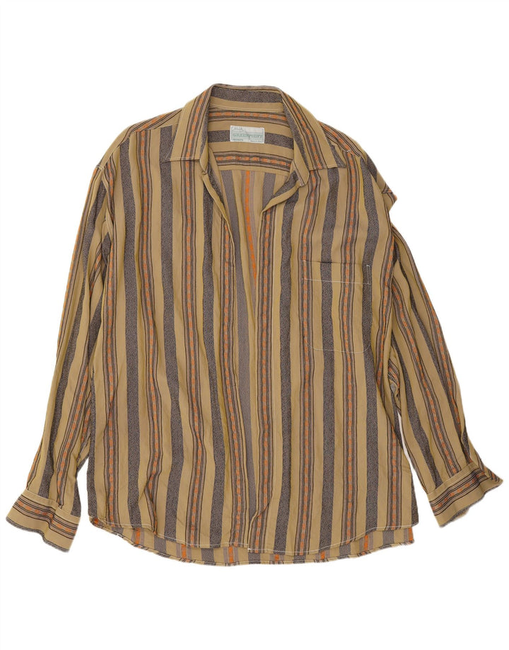 Koszula męska w stylu vintage XL w kolorze khaki z wiskozy w paski