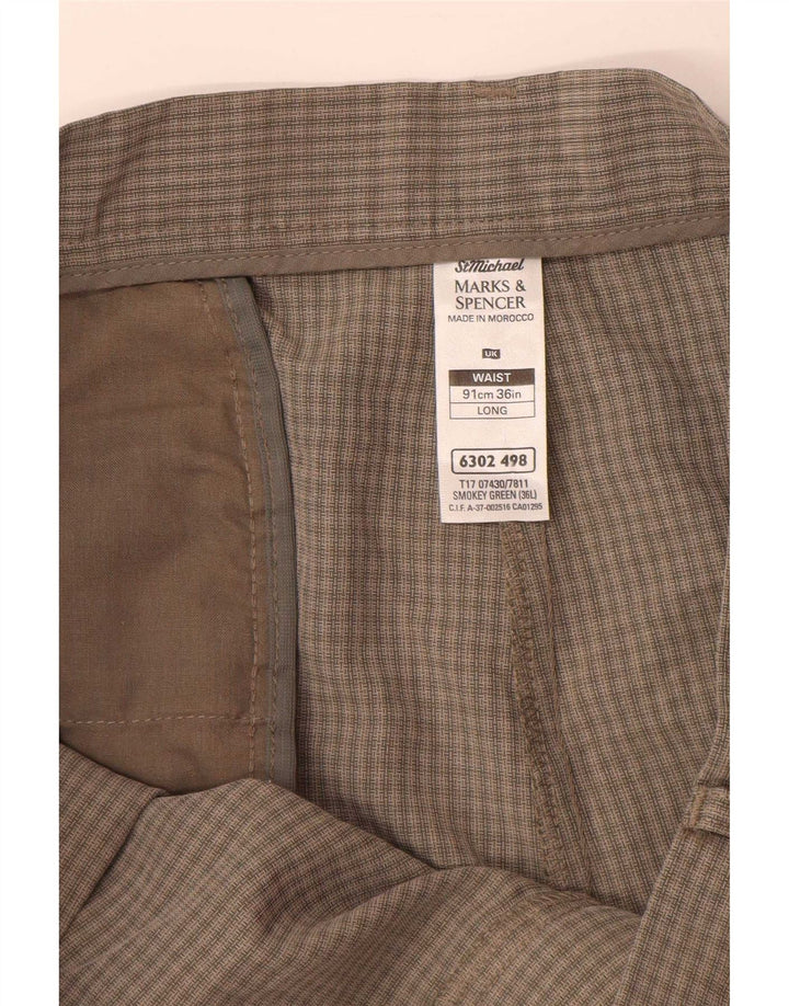 Marks & Spencer Męskie spodenki Chino W36, duże, zielone, poliestrowe w kratę
