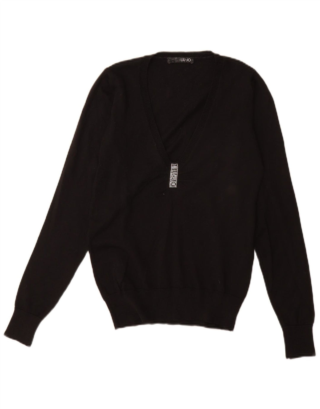 Damski sweter oversize LIU JO z dekoltem w kształcie litery V IT 40 Small Black