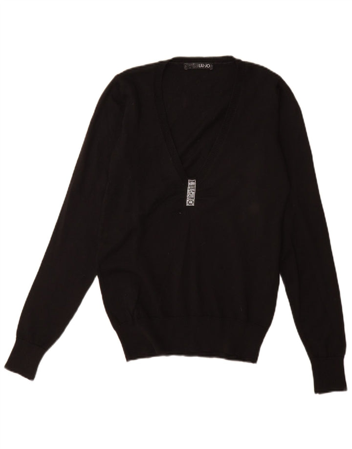 Damski sweter oversize LIU JO z dekoltem w kształcie litery V IT 40 Small Black