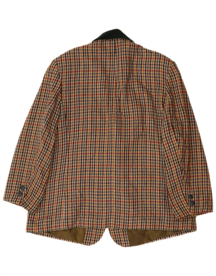 Vintage damska marynarka zapinana na 3 guziki UK 22 3XL wielobarwna pepitka