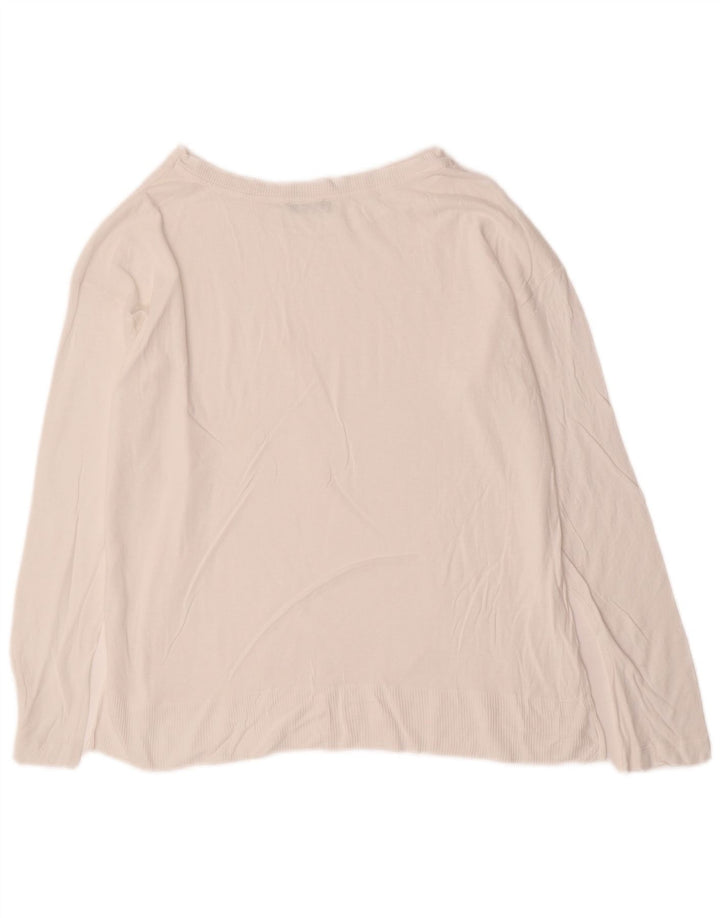 BENETTON Damski sweter z dekoltem w łódkę UK 14 Średni biały