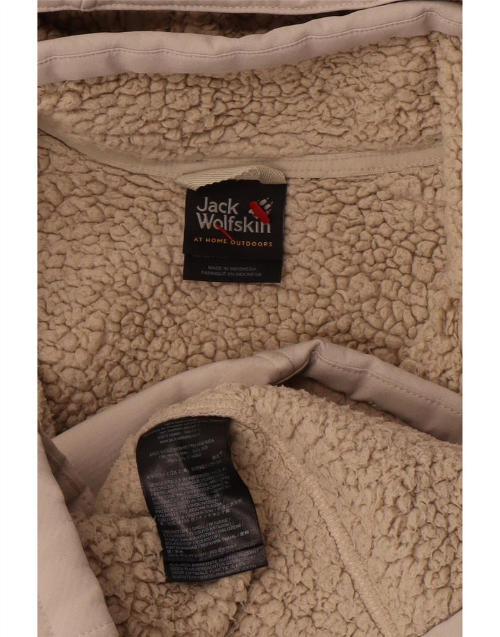 Damski płaszcz wiatrówka z kapturem Jack Wolfskin UK 10/12 średni beż
