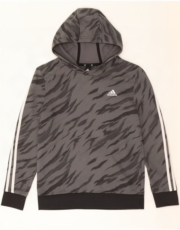 Chłopięca bluza z kapturem Adidas 13-14 lat Szara, bawełniana z nadrukiem zwierzęcym