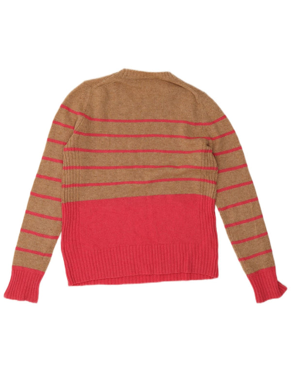 Marks & Spencer Damski sweter z okrągłym dekoltem, UK 8, w małe beżowe paski
