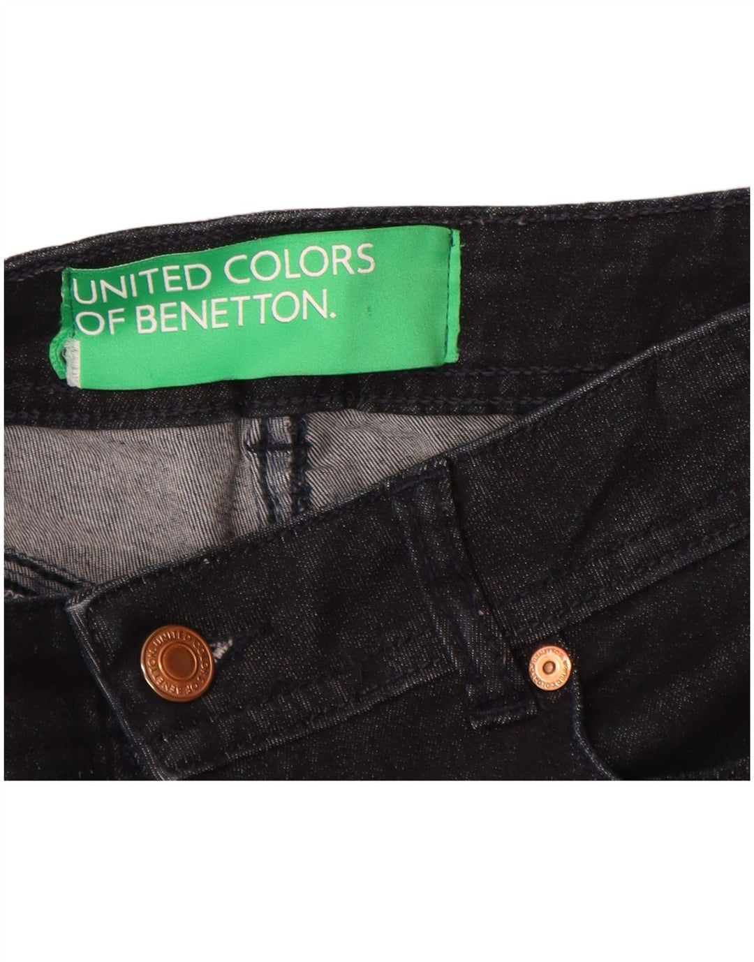 Damskie jeansy Bootcut Benetton W27 L30 Granatowe, bawełniane
