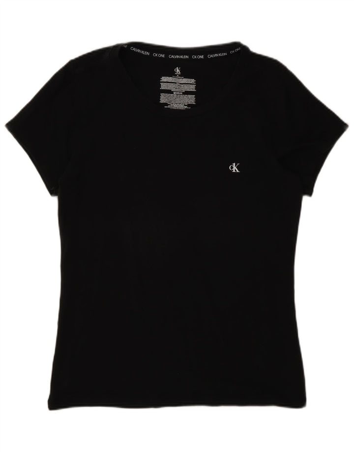T-shirt damski Calvin Klein Top UK 12, średni czarny, bawełniany