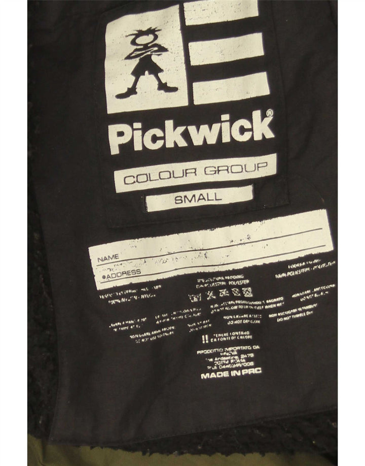 Damska kurtka parka Pickwick z kapturem, oversize UK 10, mała, zielona, z blokami kolorów