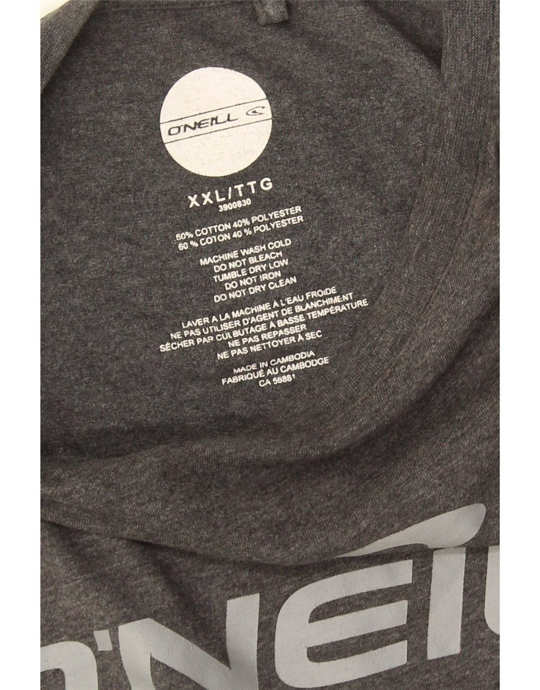 Męski T-shirt z grafiką O'Neill, 2XL, szara bawełna