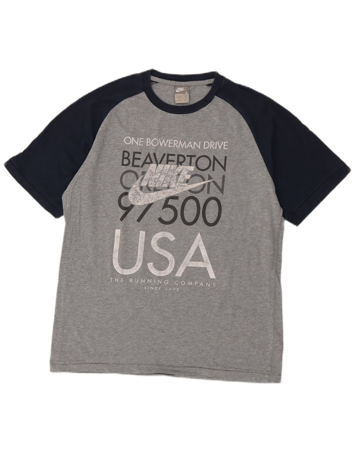 Męski T-shirt z grafiką NIKE USA, duży, szary, bawełniany blok kolorów