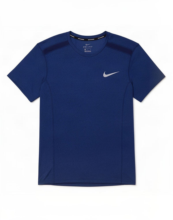 Męski T-shirt Nike Dri Fit, mały, granatowy, poliestrowy