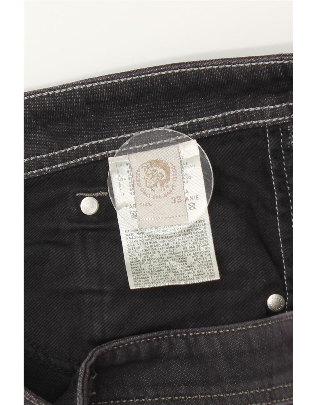 DIESEL Męskie proste dżinsy W33 L30 Szara bawełna