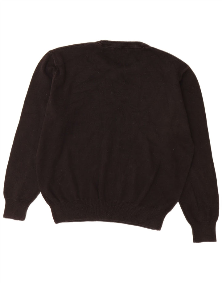 Zara Męski sweter z okrągłym dekoltem, duży, czarny, bawełniany