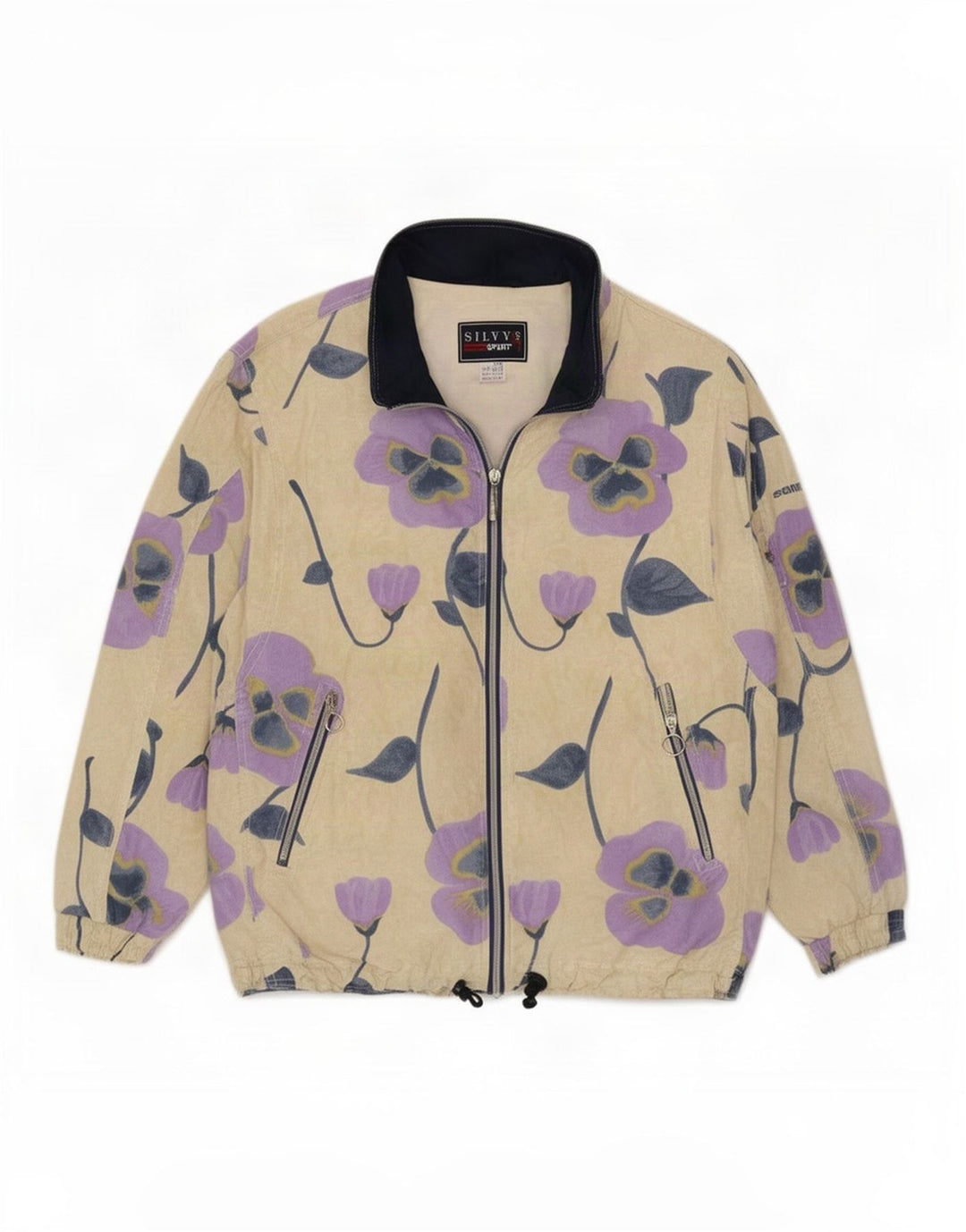 Damska bluza dresowa oversize Silvy IT 42 w kolorze średniego beżu w kwiaty