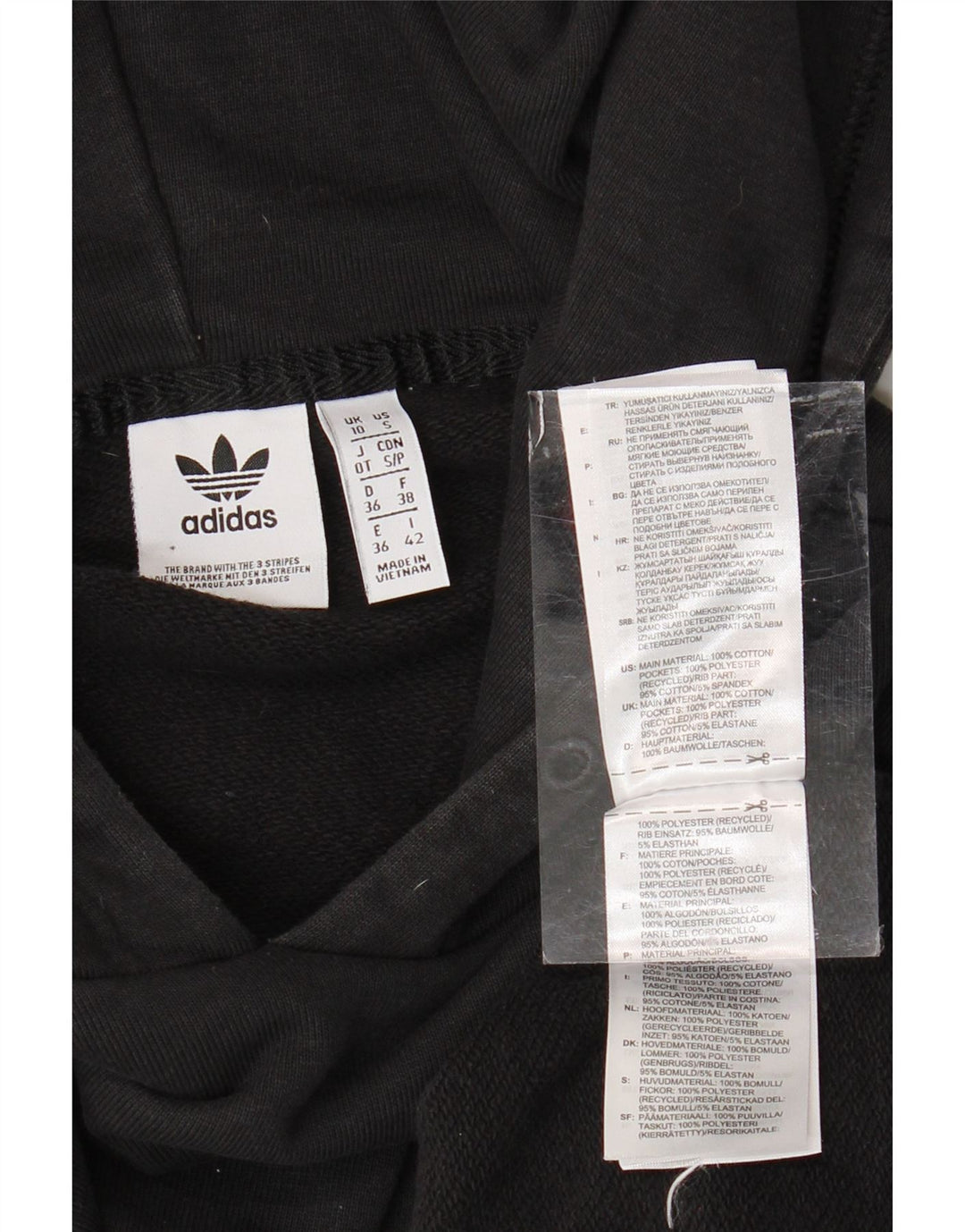 Damski sweter oversize z kapturem ADIDAS UK 10, mały, czarny, z bawełny w kwiaty