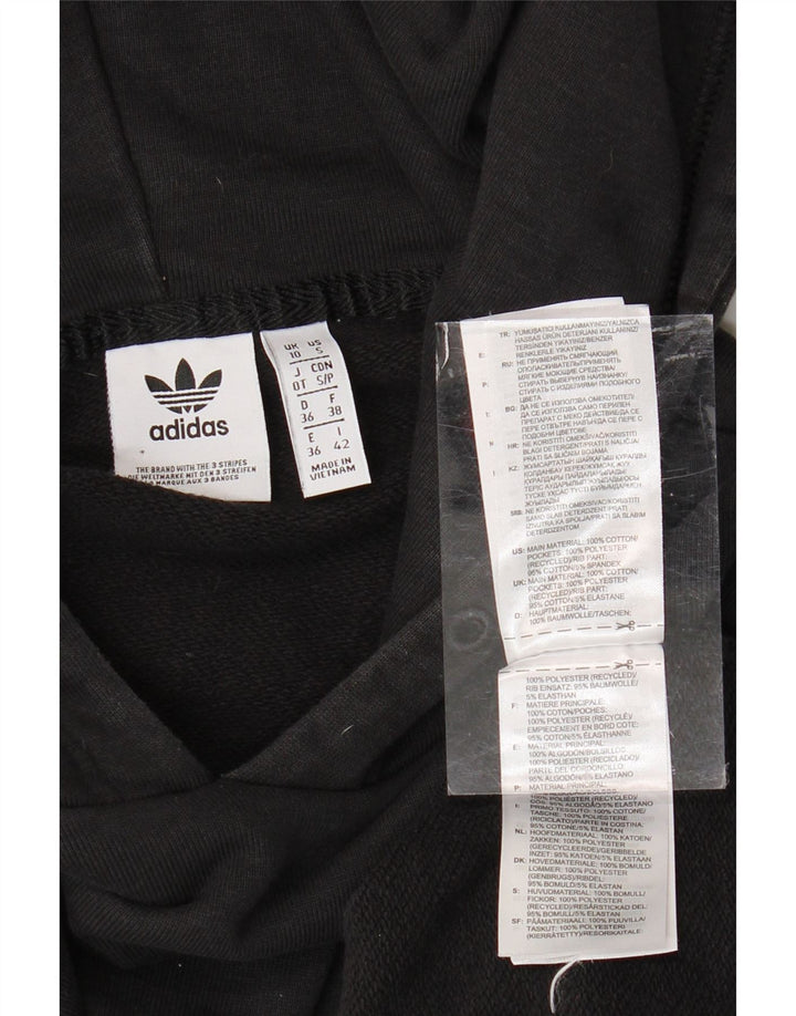 Damski sweter oversize z kapturem ADIDAS UK 10, mały, czarny, z bawełny w kwiaty