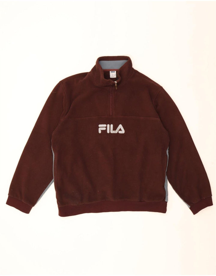 Męski sweter polarowy Fila z graficznym zamkiem i średnim brązowym kolorem