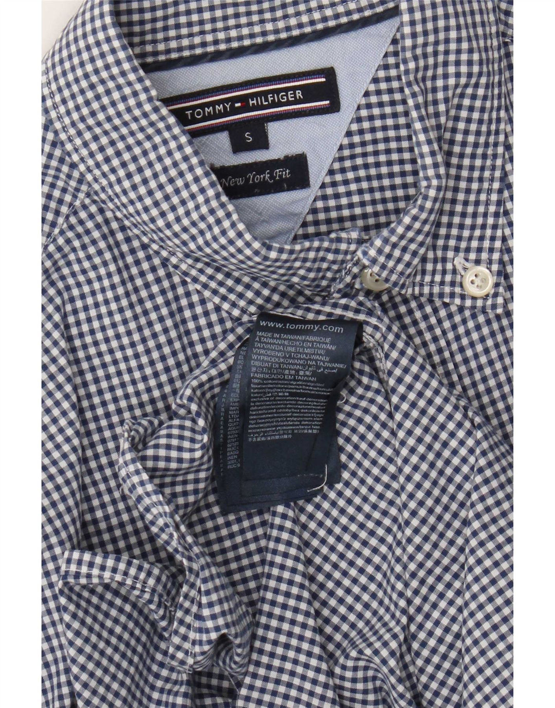 Koszula męska Tommy Hilfiger, mała, granatowa, bawełniana w kratkę