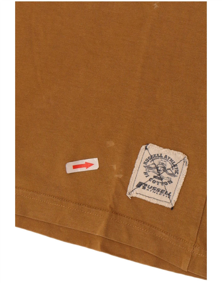 Męski T-shirt Russell Athletic z grafiką, bawełniany kolor khaki