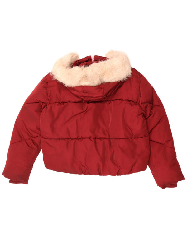 Damska kurtka z kapturem, oversize, wyściełana Topshop UK 14, duża, bordowa